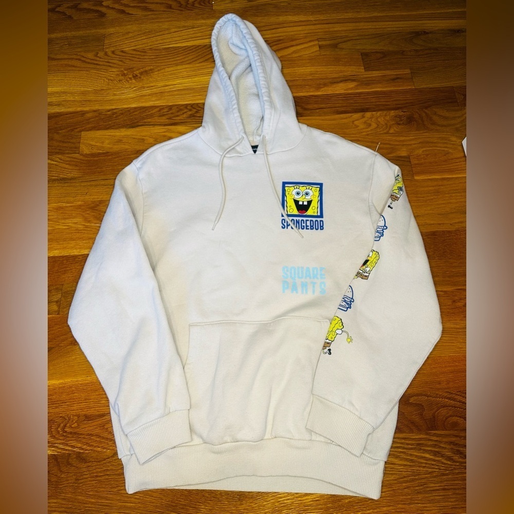 Nickelodeon SpongeBob SquarePants Graphic Hoodie – Cream / White – Size M